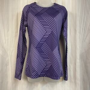 Layer 8 Purple Chevron Fleece-Lined Performance Long-Sleeve Top Size M